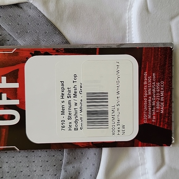 McDavid Mens Hex Sternum Shirt Size Small Bodyshirt w Mesh Top White & Gray - Picture 7 of 11